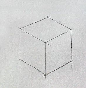 Draw a cube with colored pencils