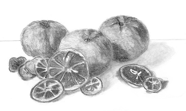 Sara John | Pair of Works: Sketch of a females head; Still life of fruit in  a bowl | MutualArt